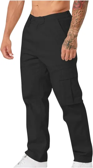 Men's Pants Straight-Fit Casual Stretch Chino Pant Tactical Sports Athletic Slim Fit Work Outdoor Trousers