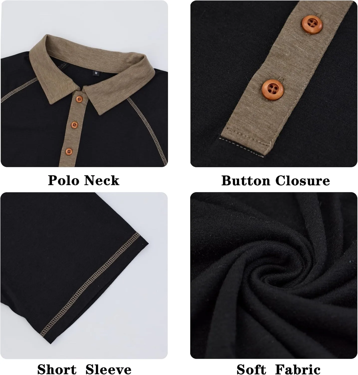 Men's Polo Shirts Short Sleeve Casual Vintage Collared Button Basic Golf Raglan Tee T-Shirts