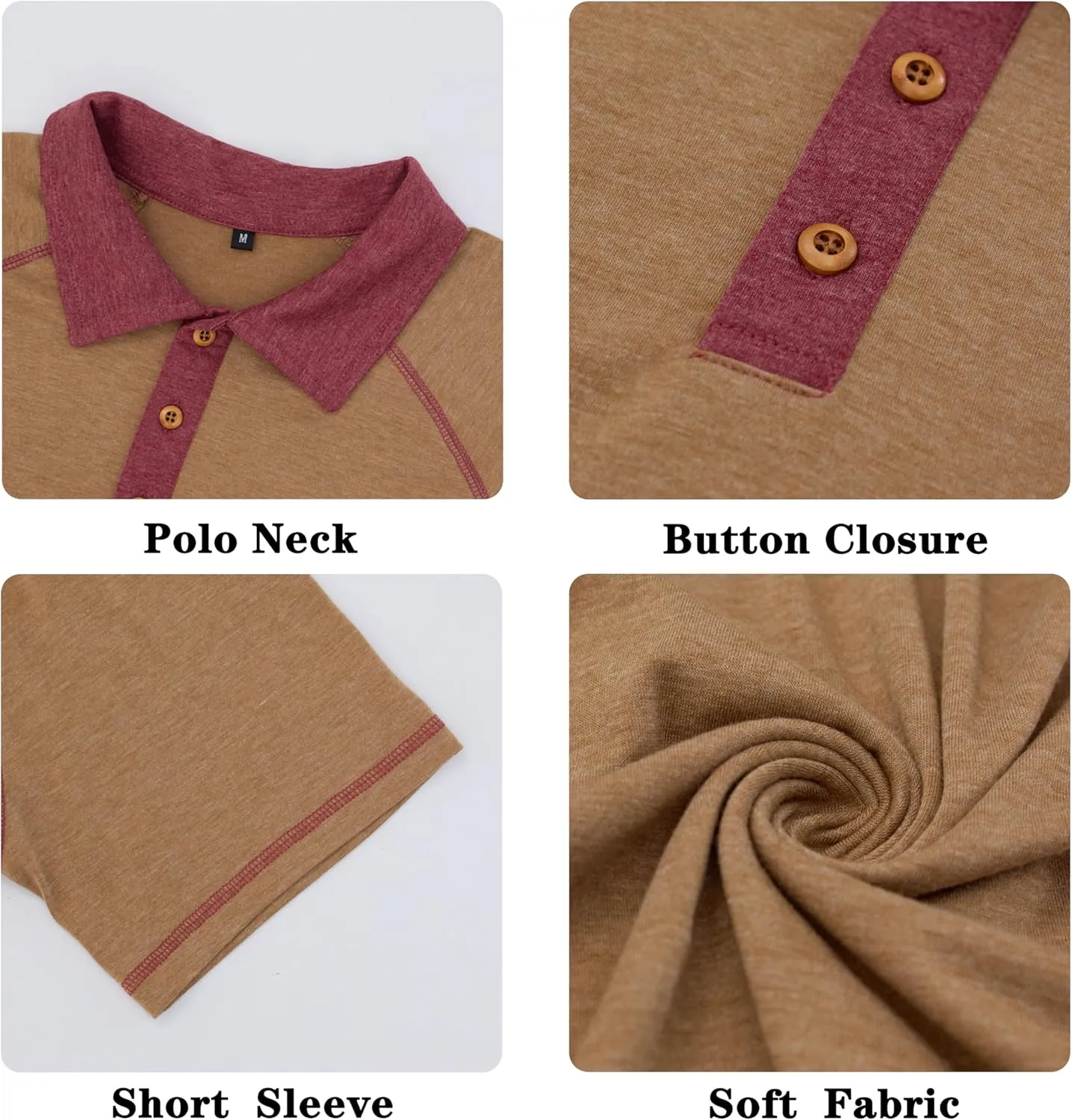 Men's Polo Shirts Short Sleeve Casual Vintage Collared Button Basic Golf Raglan Tee T-Shirts