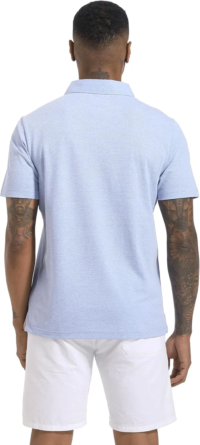Men's Polo Shirts Short Sleeve Cotton Blend Moisture Wicking Dry Fit Performance Collared Golf Shirts for Men