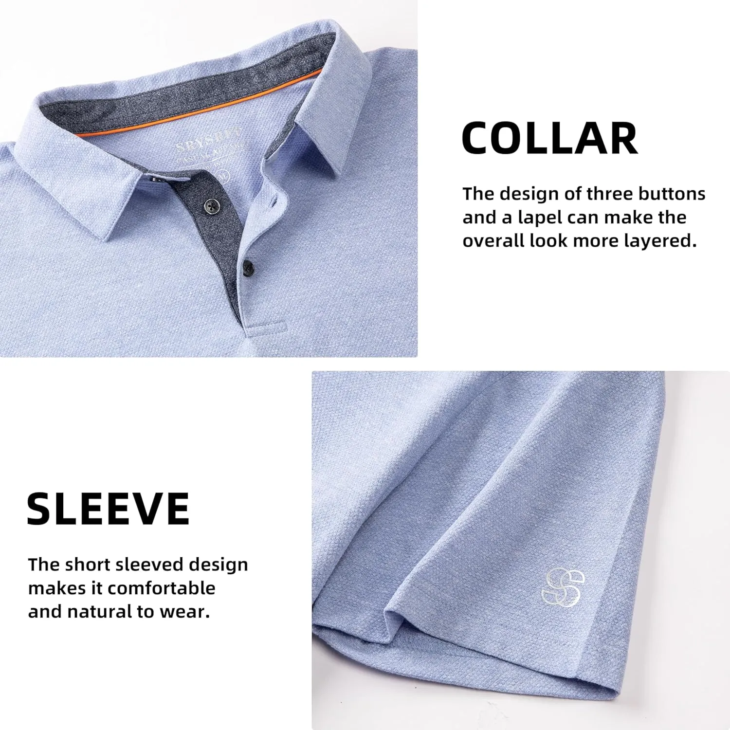 Men's Polo Shirts Short Sleeve Cotton Blend Moisture Wicking Dry Fit Performance Collared Golf Shirts for Men