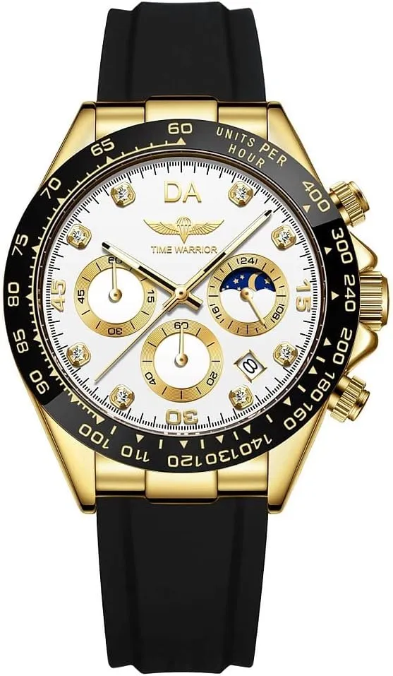 Men's Watches DA Royalty Daytona 42MM Sapphire Glass Silicon Band (White Gold)