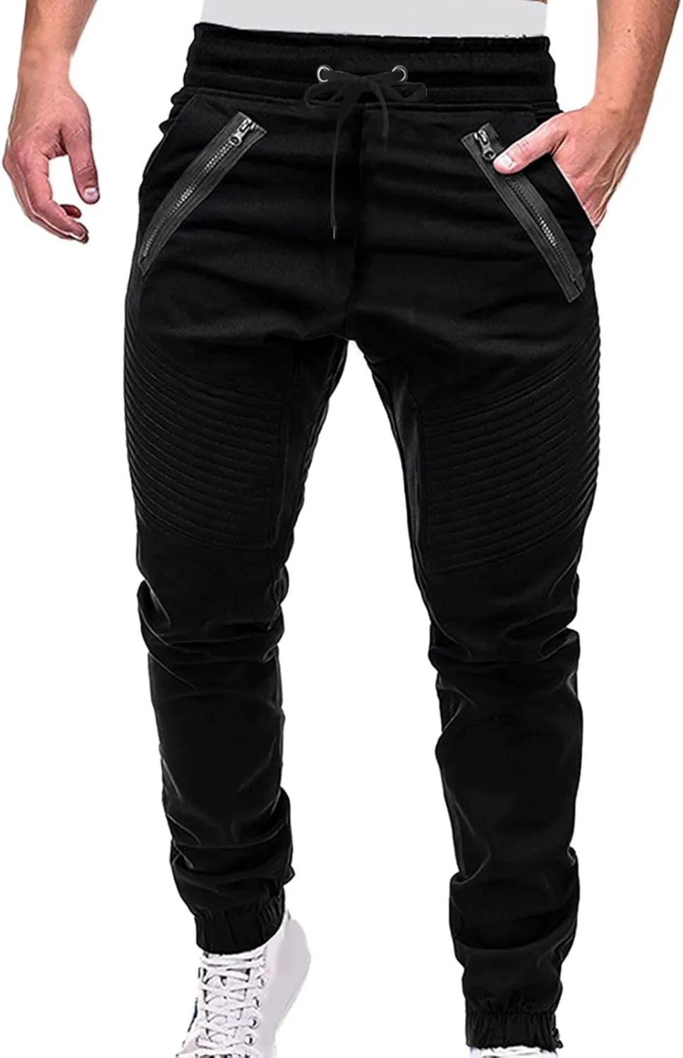 Mens Workout Cargo Sweatpants Men's Heavyweight Fleece Cargo Sweatpant Elastic Waist Drawstring Trousers Baggy Jogger