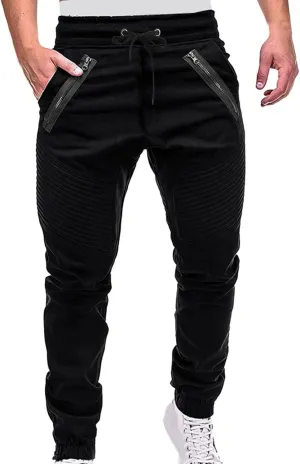 Mens Workout Cargo Sweatpants Men's Heavyweight Fleece Cargo Sweatpant Elastic Waist Drawstring Trousers Baggy Jogger