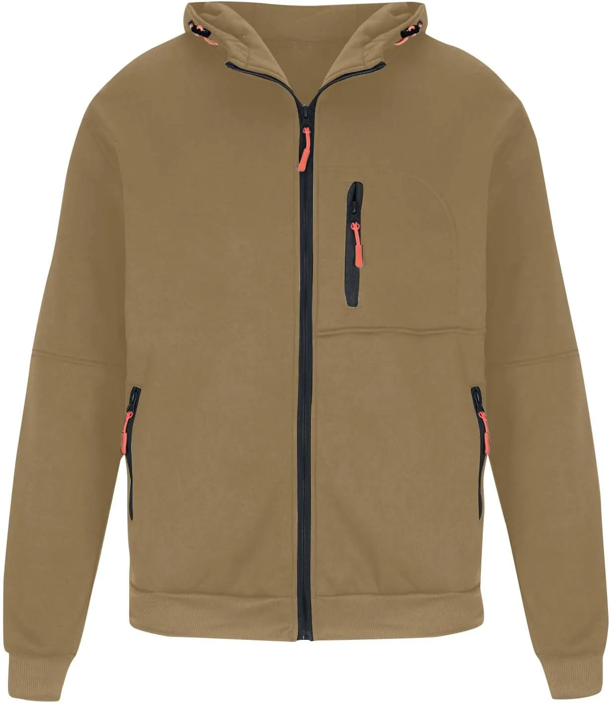 Men's Zip-Up Hoodie Solid Colour Slim Jacket Casual Long Sleeve Pocket Coat Lightweight Warm Tops