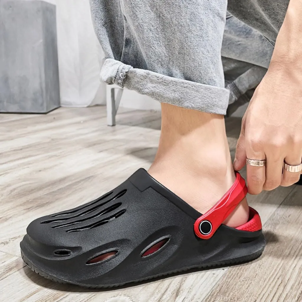 Mens'Slippers Slip-on Athletic Outdoor Hiking Closed Toe Slides Quick Dry Lightweight Beach Shoes with Beach Perforated Sandals