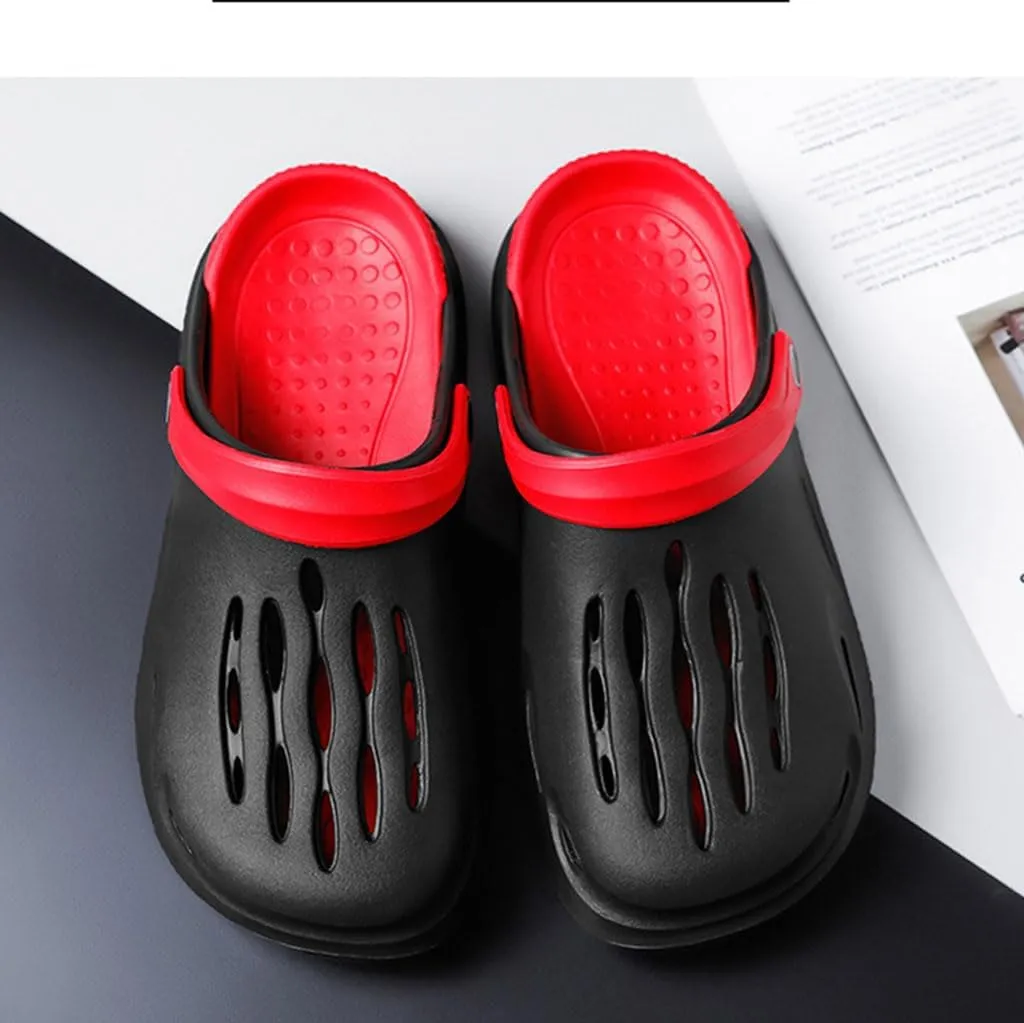 Mens'Slippers Slip-on Athletic Outdoor Hiking Closed Toe Slides Quick Dry Lightweight Beach Shoes with Beach Perforated Sandals