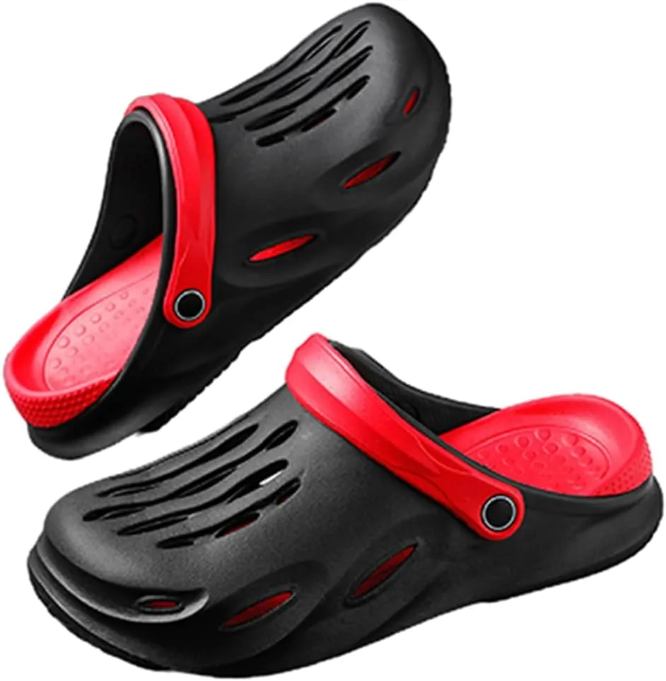 Mens'Slippers Slip-on Athletic Outdoor Hiking Closed Toe Slides Quick Dry Lightweight Beach Shoes with Beach Perforated Sandals