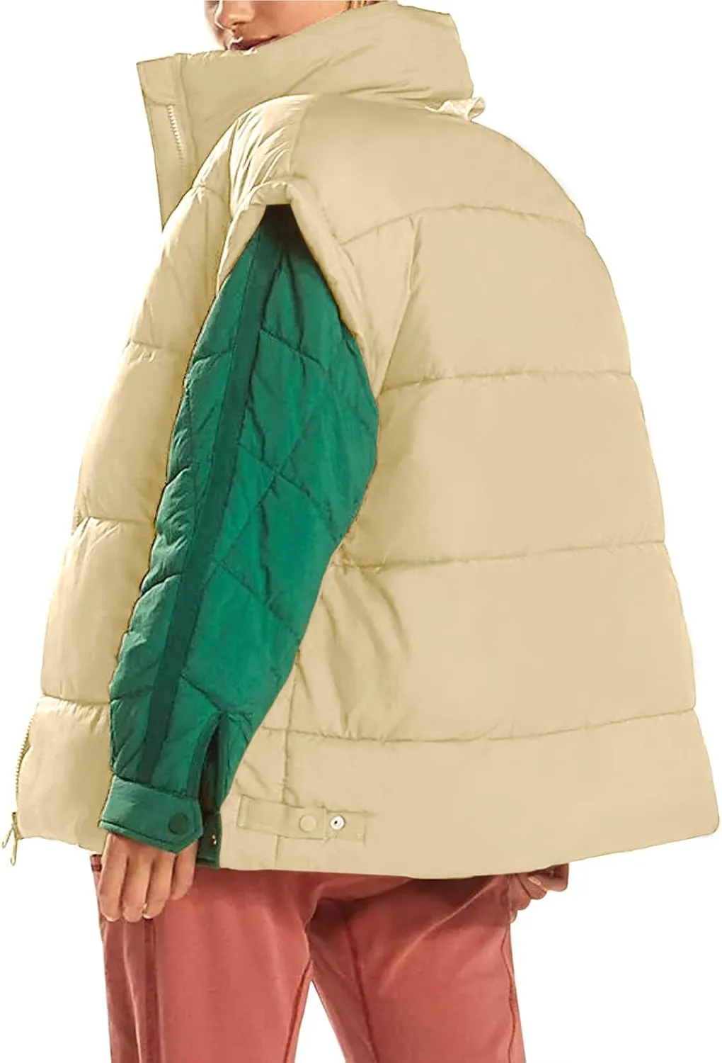 Miladusa Women's Outwear Vest - Stand Collar Lightweight Oversized Zip Bubble Puffer Vest for Women