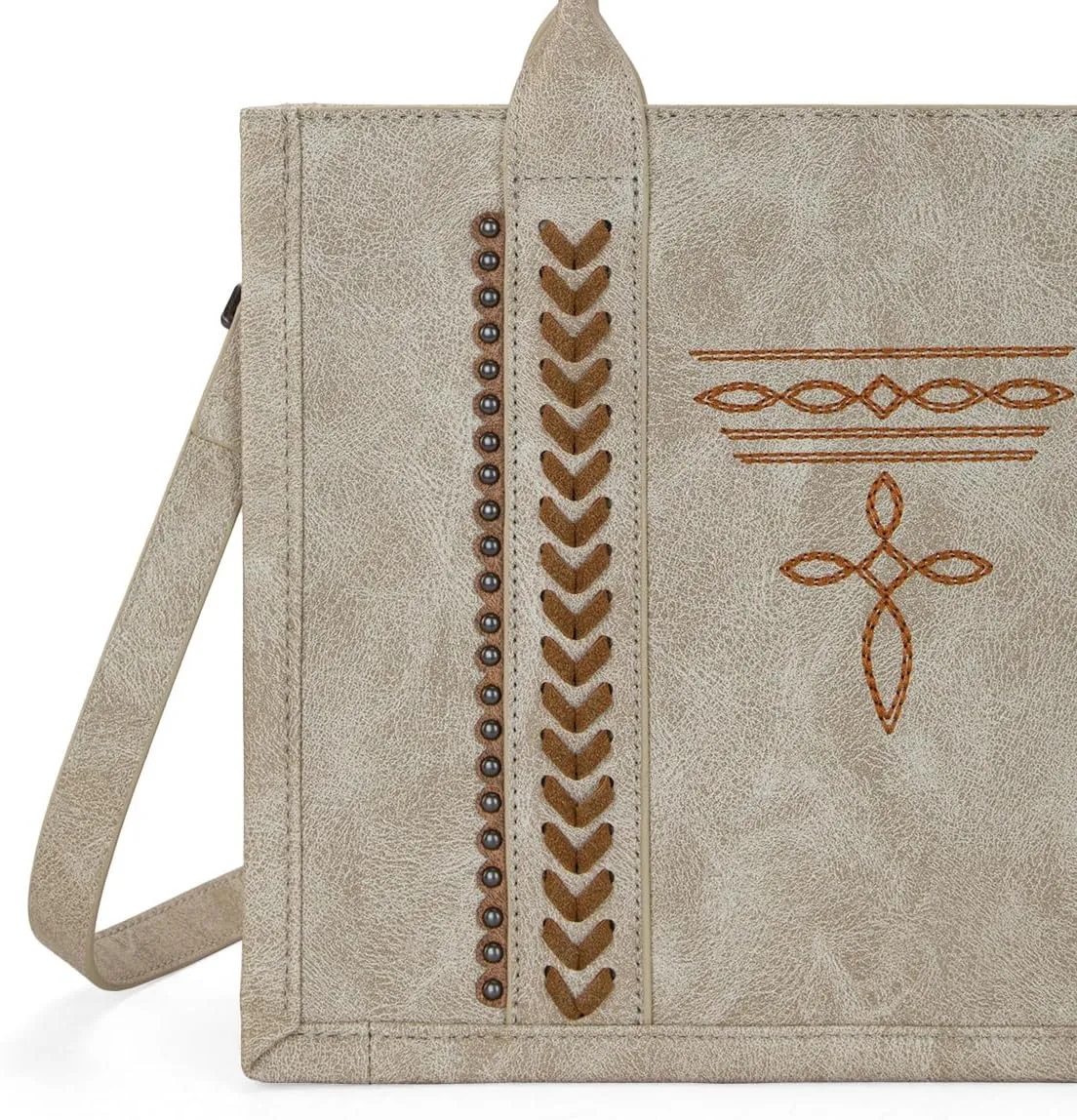 Montana West Longhorn Whipstitch Western Top Handle Tote Bag with Card Wallet Set