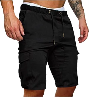 Muscularfit 6 Inch Inseam Shorts Men Cotton Linen Shorts with Pockets Slim Fit Drawstring Elastic Waist Summer Beach Shorts