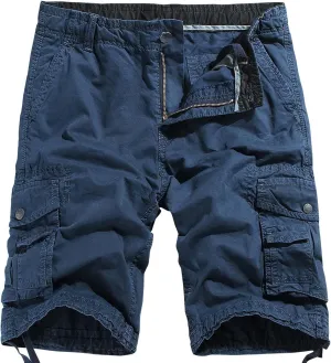 Muscularfit Big and Tall Shorts for Men 2023 Buckle Zipper Multi Pockets Cotton Cargo Shorts Trendy Fashion Tooling Shorts