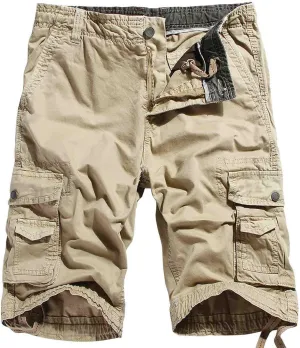 Muscularfit Big and Tall Shorts for Men 2023 Buckle Zipper Multi Pockets Cotton Cargo Shorts Trendy Fashion Tooling Shorts