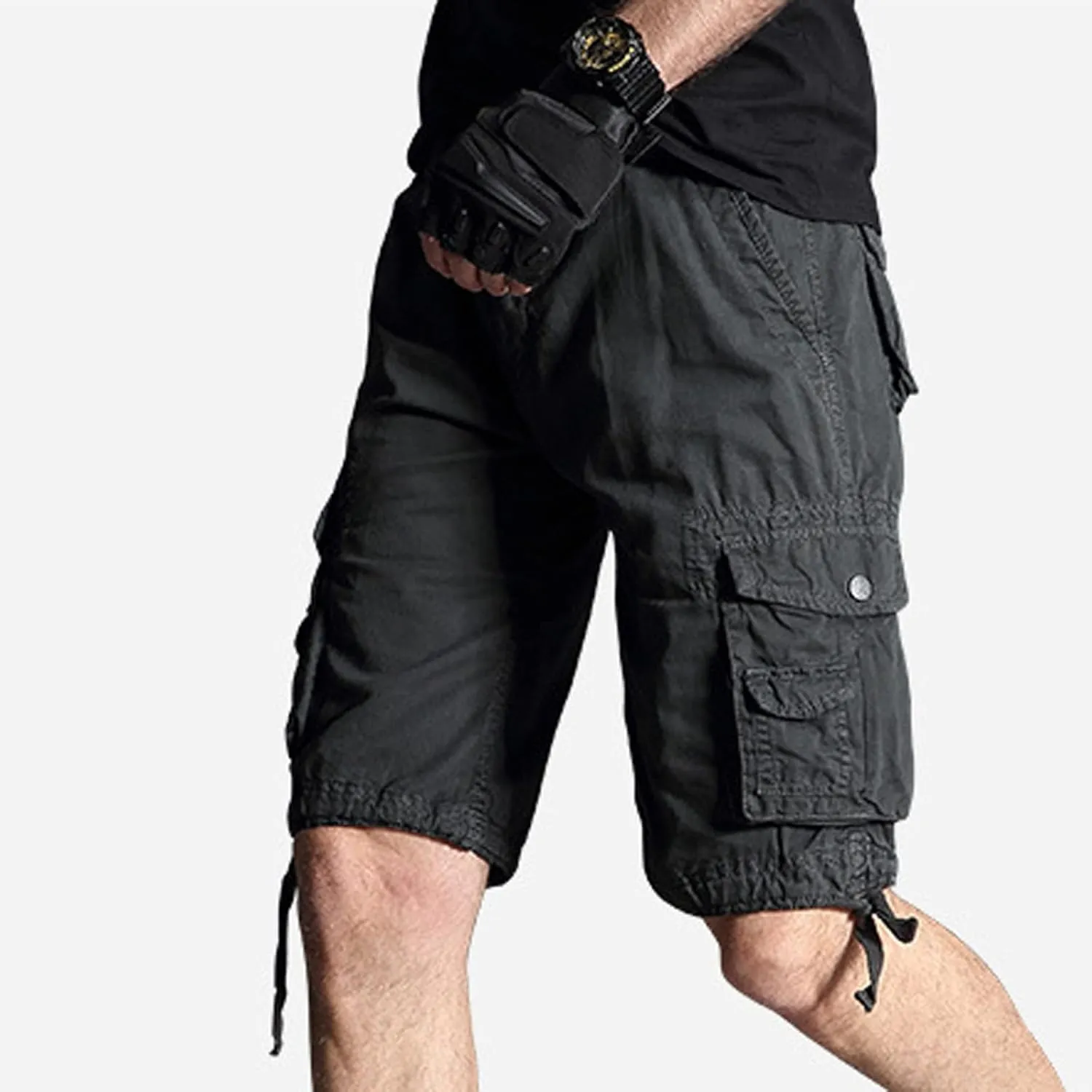 Muscularfit Big and Tall Shorts for Men 2023 Buckle Zipper Multi Pockets Cotton Cargo Shorts Trendy Fashion Tooling Shorts
