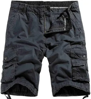 Muscularfit Big and Tall Shorts for Men 2023 Buckle Zipper Multi Pockets Cotton Cargo Shorts Trendy Fashion Tooling Shorts