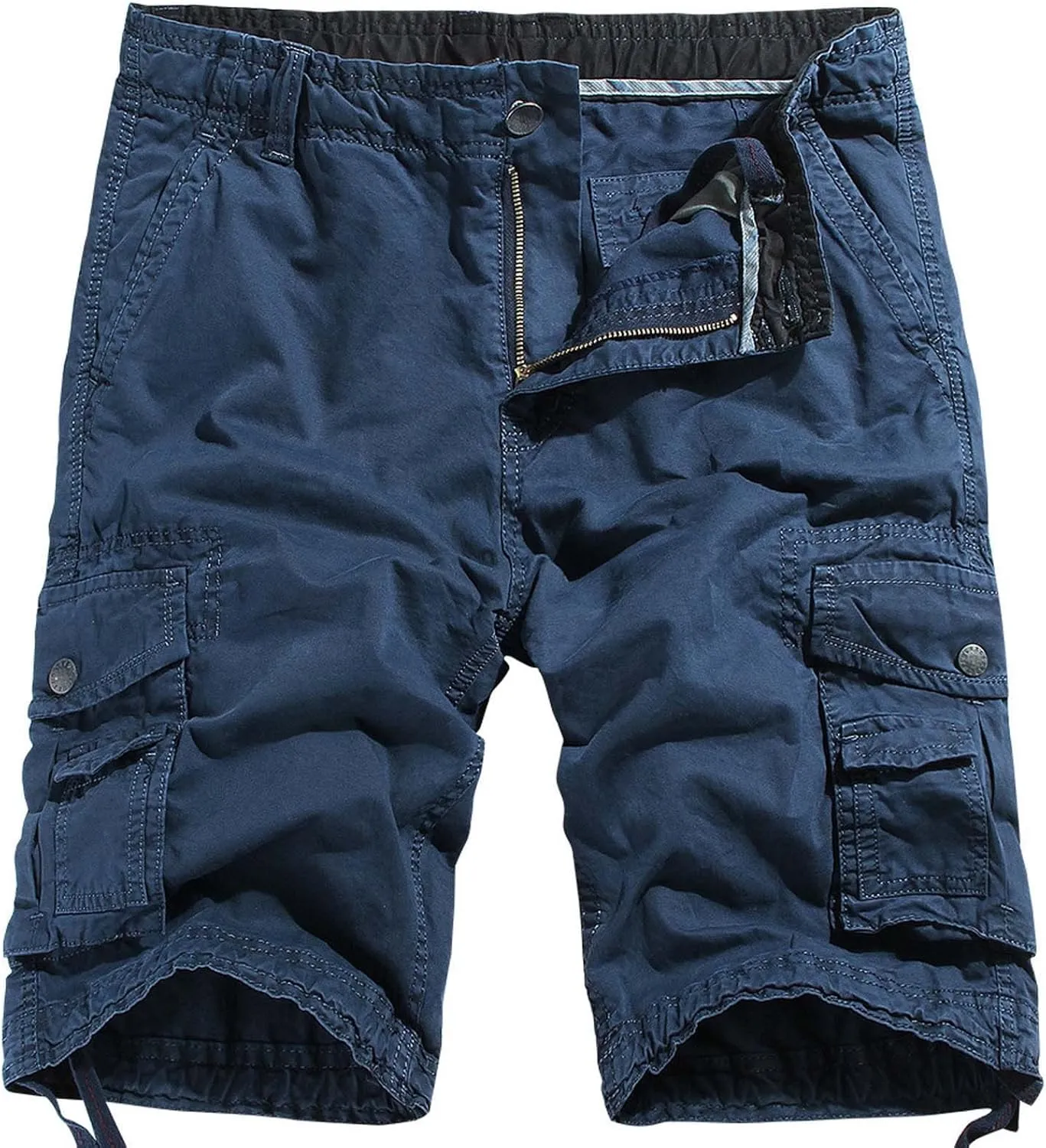 Muscularfit Big and Tall Shorts for Men 2023 Buckle Zipper Multi Pockets Cotton Cargo Shorts Trendy Fashion Tooling Shorts