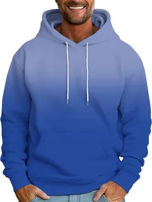 Muscularfit Mens Hooded Sweatshirt Drawstring Long Sleeve Gradient Color Casual Pullover Shirt Gym Athletic Oversized Hoodie