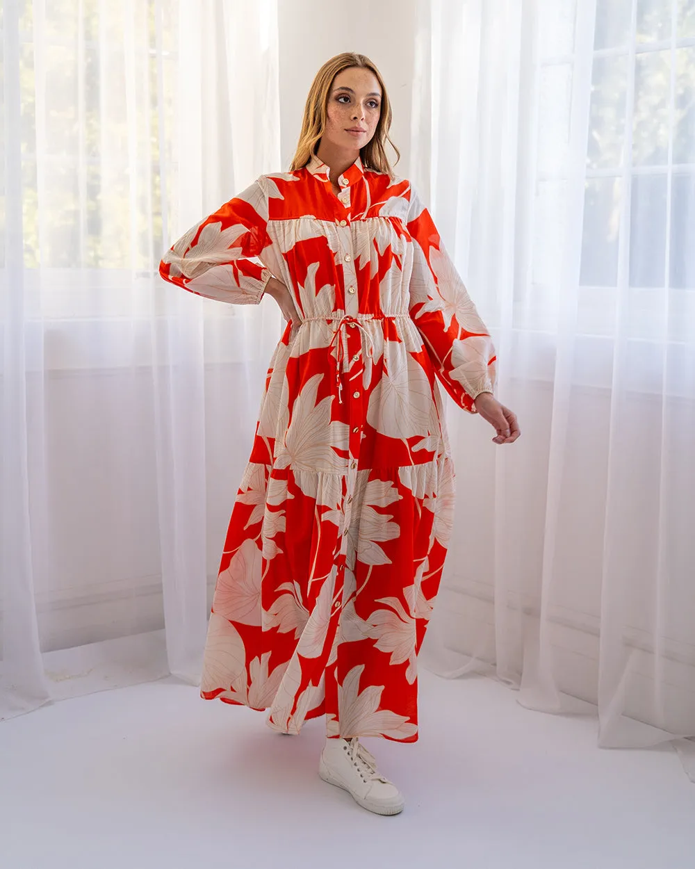 Natalia Maxi Dress - Tangerine Fern