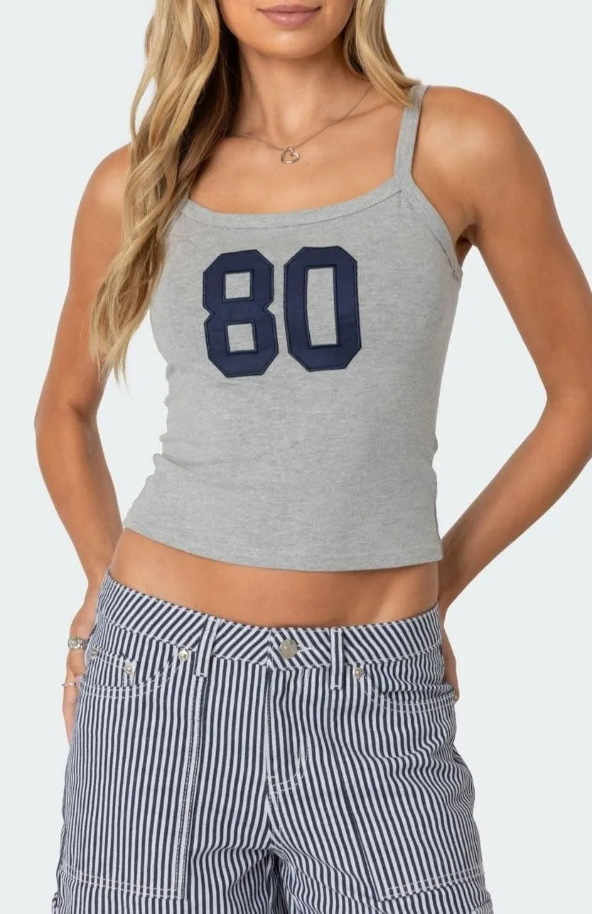 NUFIWI Women Graphic Tank Top Spaghetti Strap Embroidered Crop Tops Sleeveless Cute Baby Tee Y2k Jersey Camisole