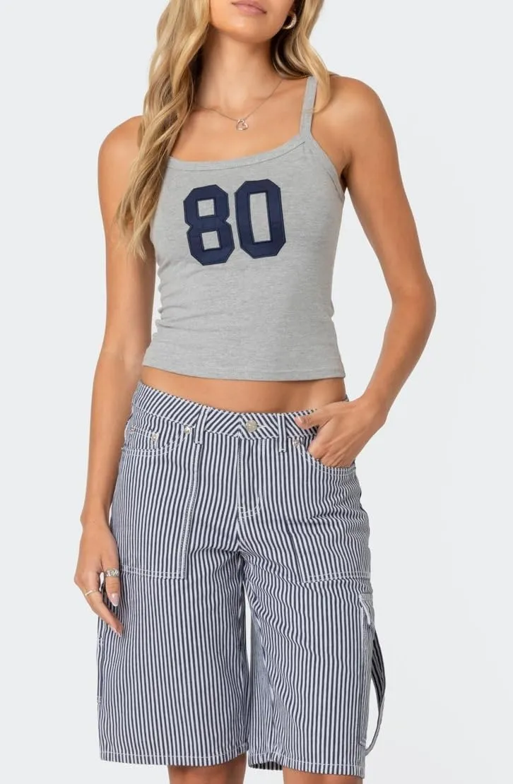 NUFIWI Women Graphic Tank Top Spaghetti Strap Embroidered Crop Tops Sleeveless Cute Baby Tee Y2k Jersey Camisole
