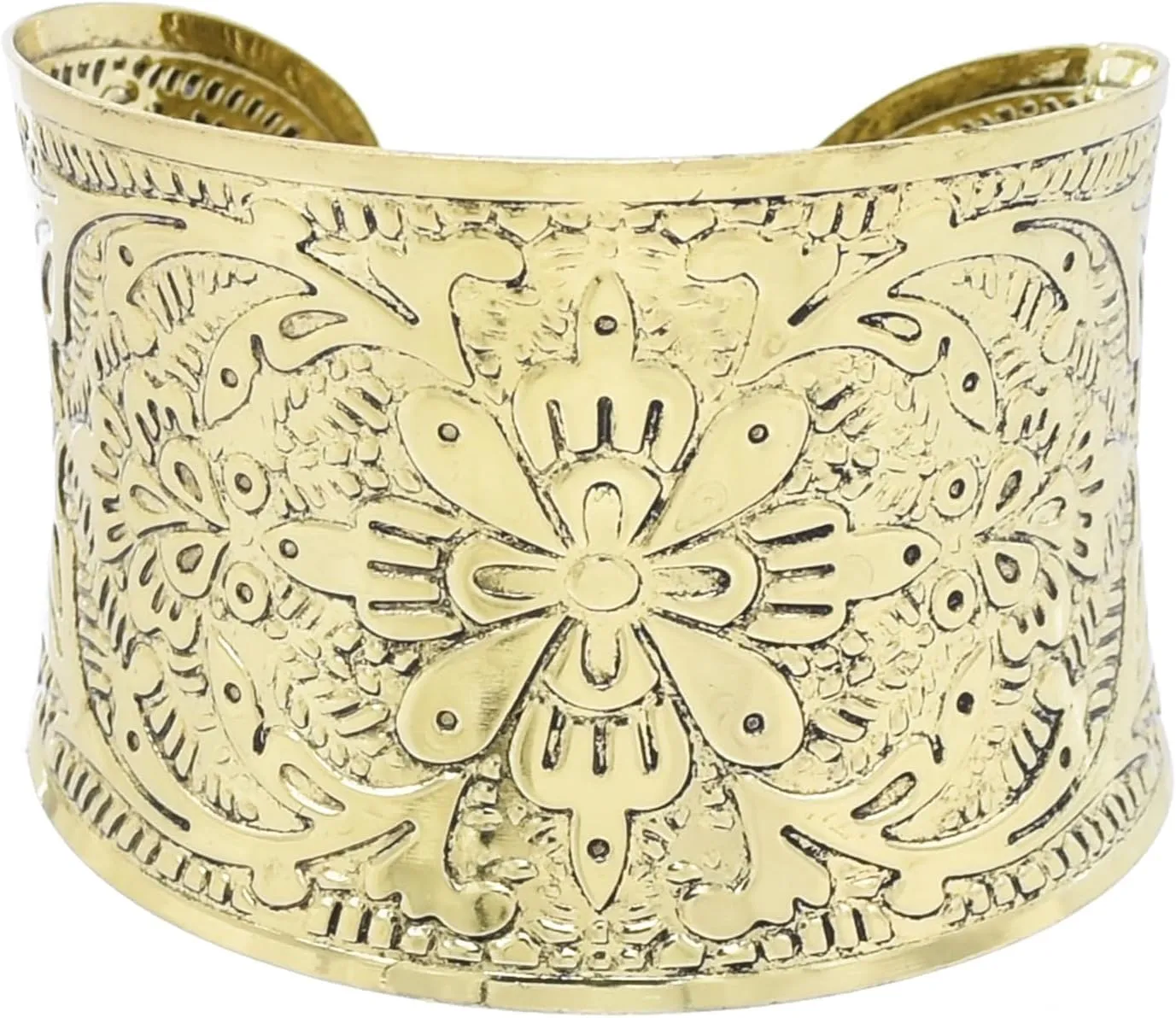 OIDIMS Bohemian Flower Cuff Bracelet for Women Vintage Gypsy Wide Bangle Open Wrap Wrist Jewelry Exaggerated Statement Arm Cuff Boho Punk Jewelry for Best Friend
