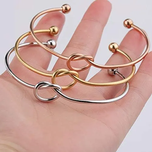 ONLYJUMP 14K Gold Plated Forever Love Knot Infinity Bracelets for Women Simple Delicate Open Adjustable Love Heart Cuff Bracelet Minimalist Knot Bangles Bracelet Fashion Jewellery Gift