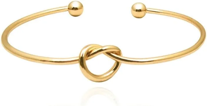 ONLYJUMP 14K Gold Plated Forever Love Knot Infinity Bracelets for Women Simple Delicate Open Adjustable Love Heart Cuff Bracelet Minimalist Knot Bangles Bracelet Fashion Jewellery Gift
