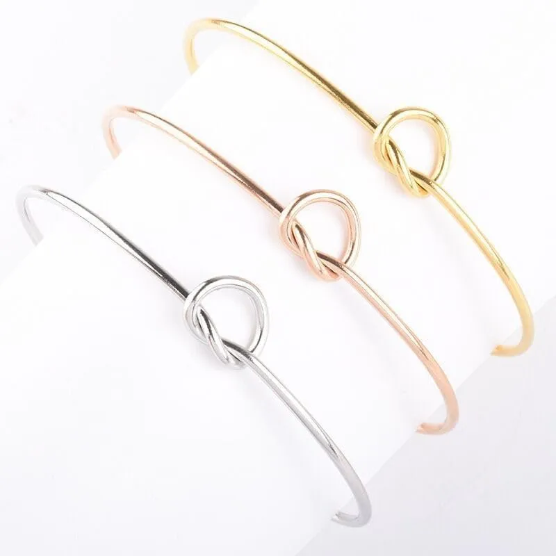 ONLYJUMP 14K Gold Plated Forever Love Knot Infinity Bracelets for Women Simple Delicate Open Adjustable Love Heart Cuff Bracelet Minimalist Knot Bangles Bracelet Fashion Jewellery Gift