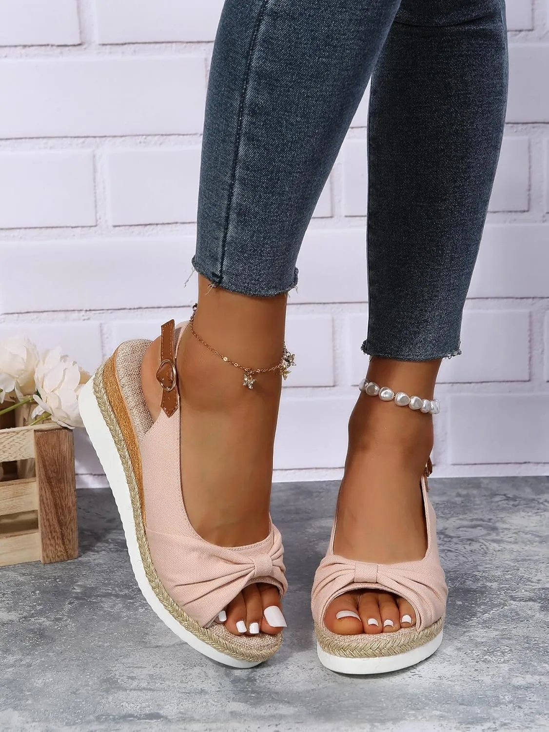 Orthopedic Sandals for Women Arch Support Wedge Sandals, Summer Dressy Open Toe Ankle Strap Platform Sandal Beach Casual Slip on Dress Shoes Comfortable Walking Slippers