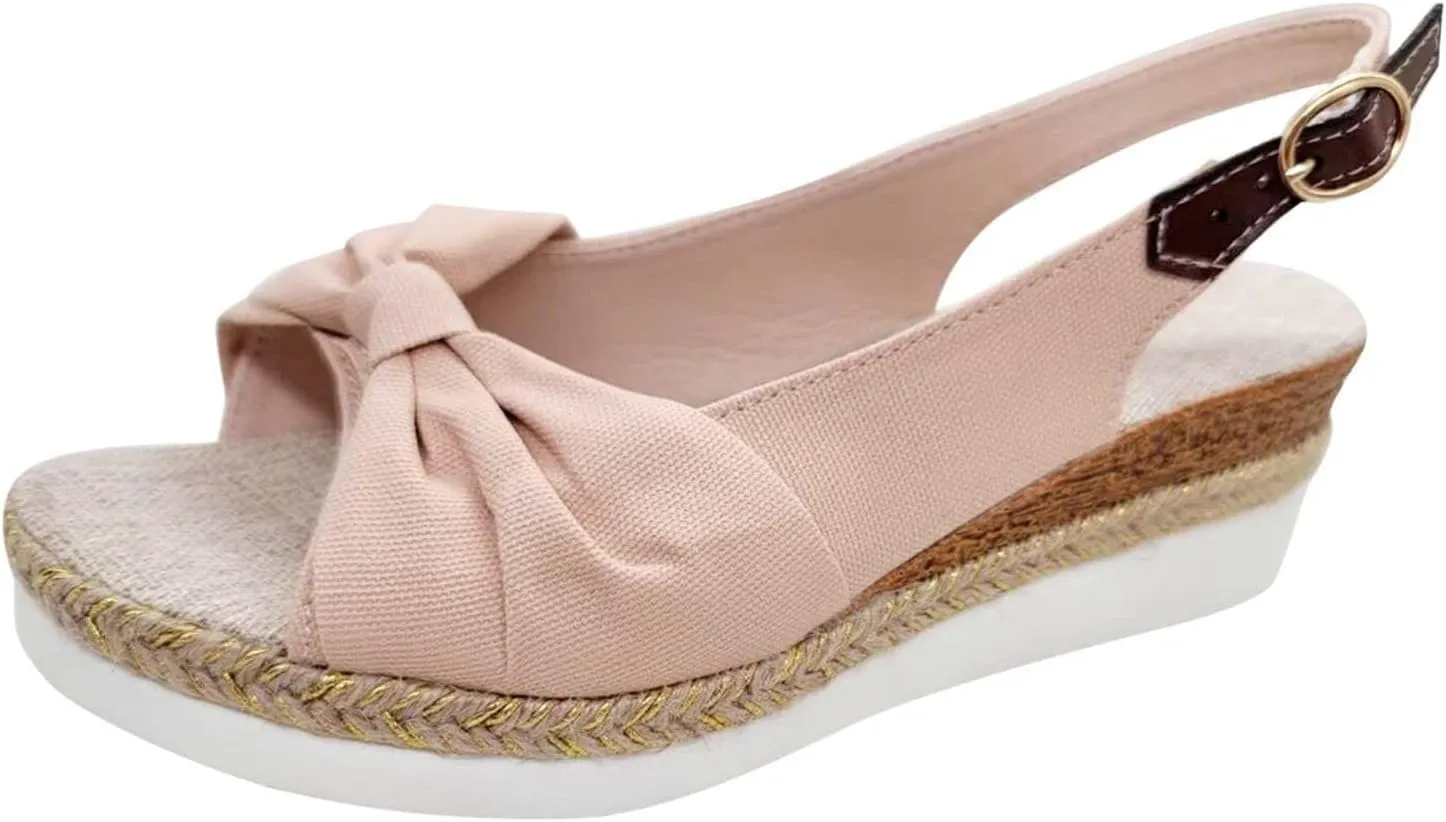 Orthopedic Sandals for Women Arch Support Wedge Sandals, Summer Dressy Open Toe Ankle Strap Platform Sandal Beach Casual Slip on Dress Shoes Comfortable Walking Slippers
