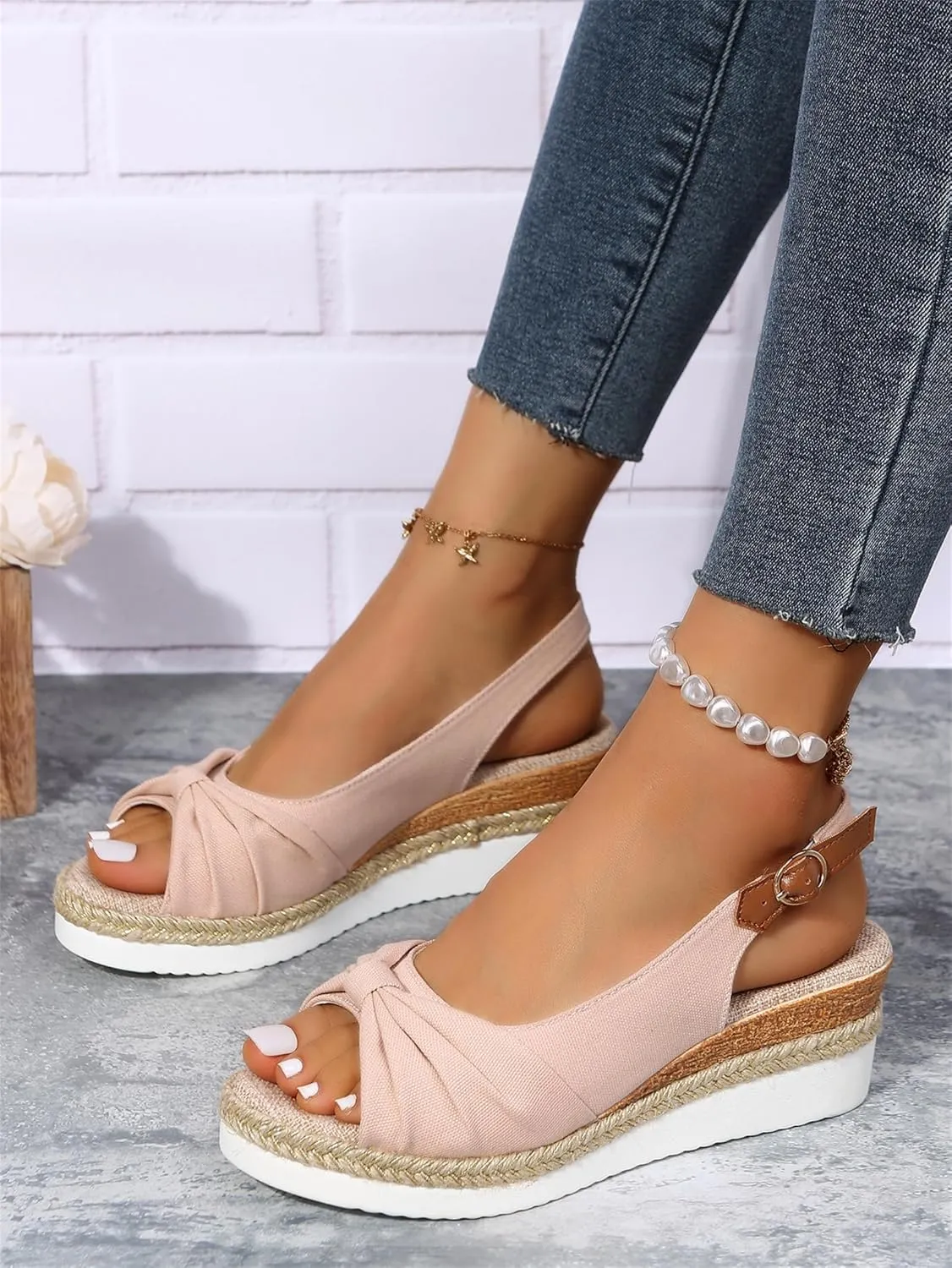 Orthopedic Sandals for Women Arch Support Wedge Sandals, Summer Dressy Open Toe Ankle Strap Platform Sandal Beach Casual Slip on Dress Shoes Comfortable Walking Slippers