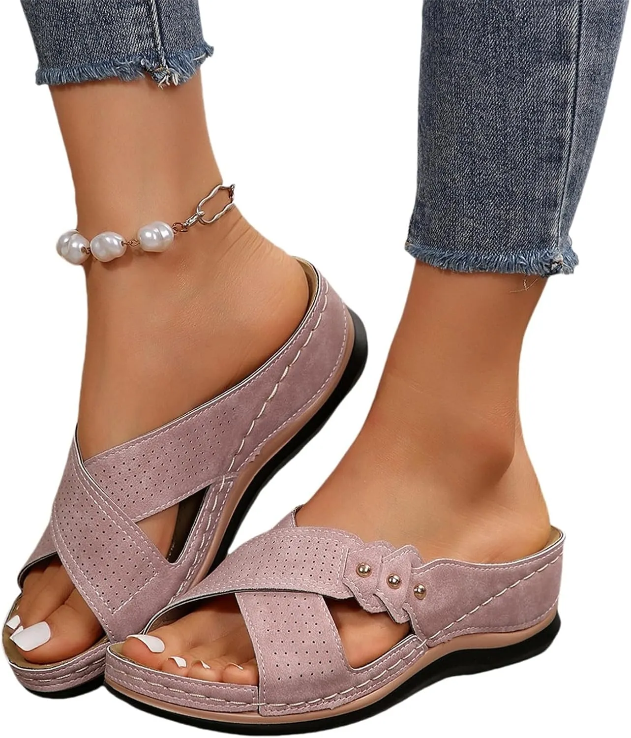Orthopedic Sandals for Women Comfortable Dressy Wide Width Wedge Spring Shoes Summer Arch Support Orthotic Sandals