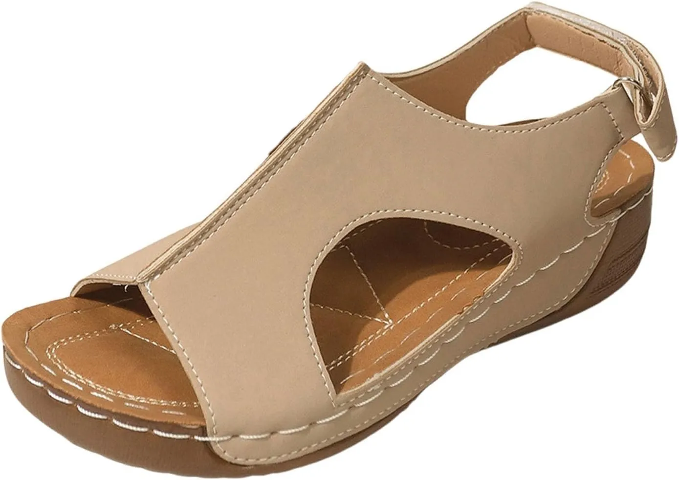 Orthopedic Sandals for Women Open Toe Ankle Strap Slingback Sandals Summer Arch Support Platform Sandal, Comfort Wear Shoes Casual Walking Shoes Hollow Out Breathable Beach Sandal