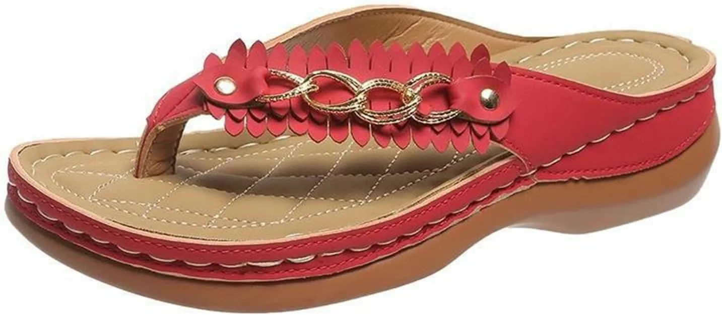 Orthopedic Sandals for Women, Summer Dressy Comfortable Arch Support Wedge 2025 Casual Flat Open Toe Platform Non-Slip Beach Dress Open-Toe with Slip On Flip Flops Shoes