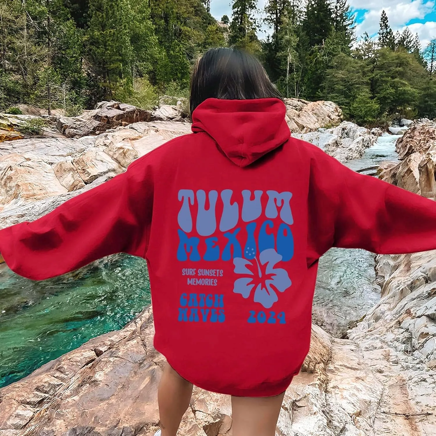 Oversized Hoodies for Women Teen Girls Pink Letter Graphic Long Sleeve Y2K Hooded Comfort Sweatshirt Pink Hoodie