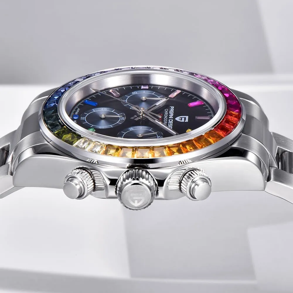 Pagani Design Classic Men's Quartz Watch Japan VK63 Movement Ceramic Bezel Stainless Steel Waterproof Business Sport Chronograph Date