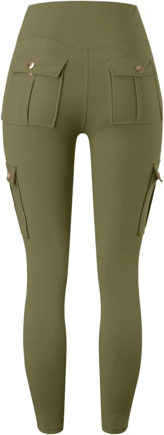 Pants for Women Summer Elastic High Waist Athletic Pants Comfy Casual Workout Trousers with Multiple Pockets 2025