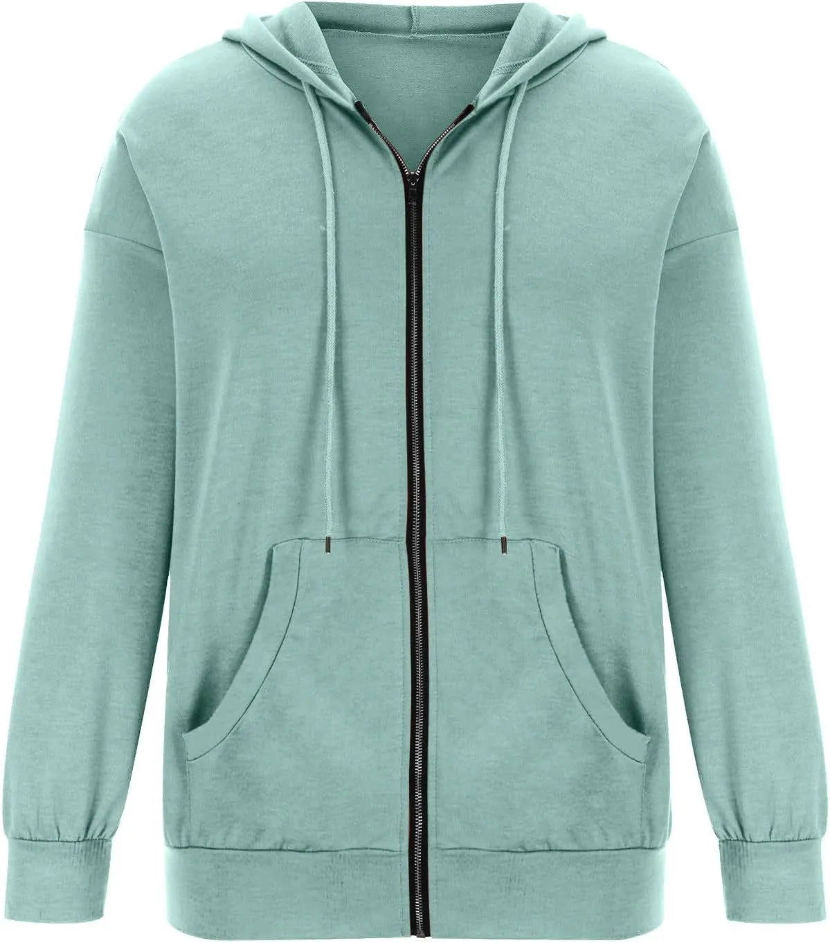 PETYCZEN Zip Up Hoodies for Women Casual Long Sleeve Oversized Sweatshirt Drawstring Cute Teen Girls Jackets Fall Y2K Clothes