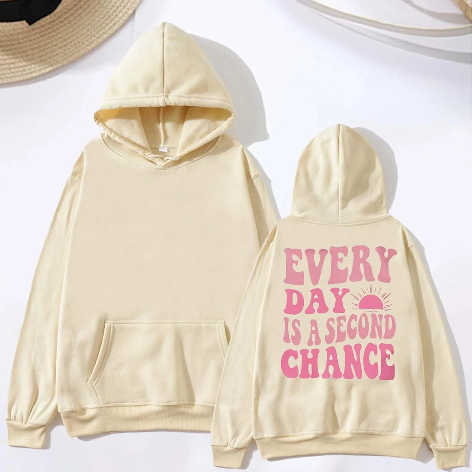 Pink Hoodies for Women Latter Print Oversized Long Sleeve Casual Pullover with Pocket Sweater 2024 Fall Sweatshirt Y2K