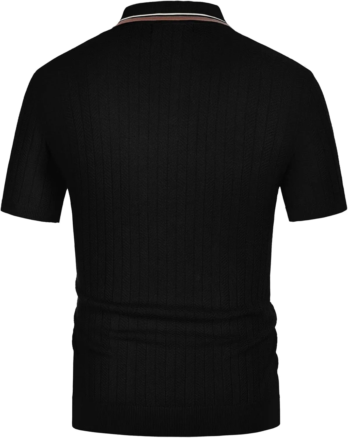 PJ PAUL JONES Mens Knitted Polo Shirts Short Sleeve Textured Pullover Golf Polo T Shirts
