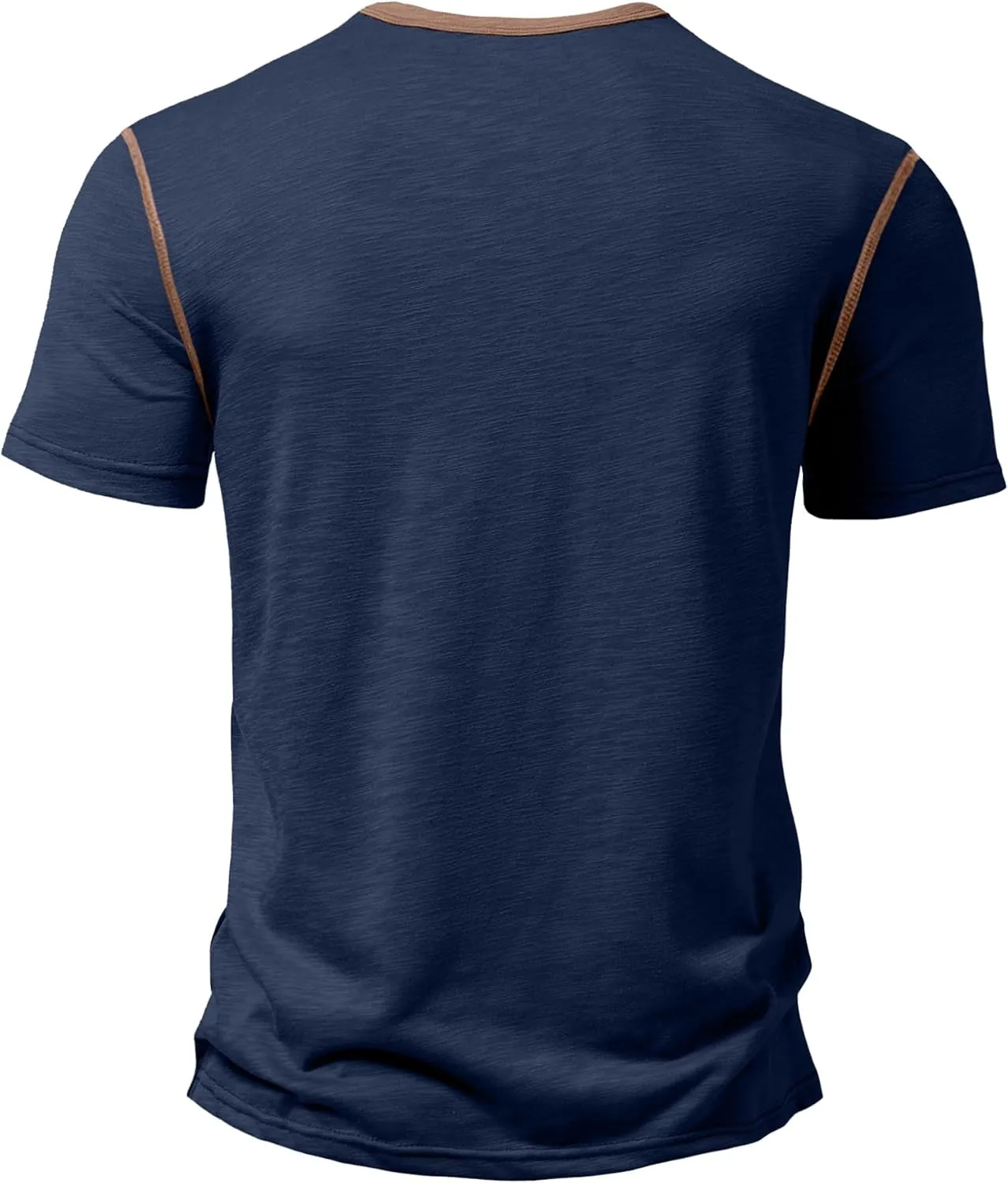 PLEPAN Mens Henley Shirts Crewneck Short Sleeve Casual Cotton T-Shirts with Contrast Color Collar