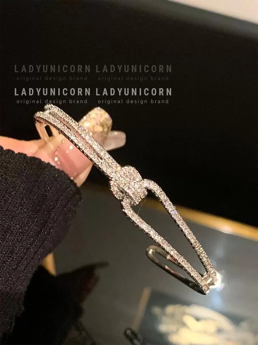 POIUY Moissanite Infinity/Knot/Bar Bangle Silver Cuff Bracelet Anniversary Birthday Jewelry Gift for Women Her Wife Daughter Sis Best Friend Mom