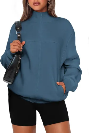 PRETTYGARDEN Women's 2025 Spring Fall Fashion Full Zip Up Sweatshirt Long Sleeve Loose Fit Trendy Casual Jacket with Pockets