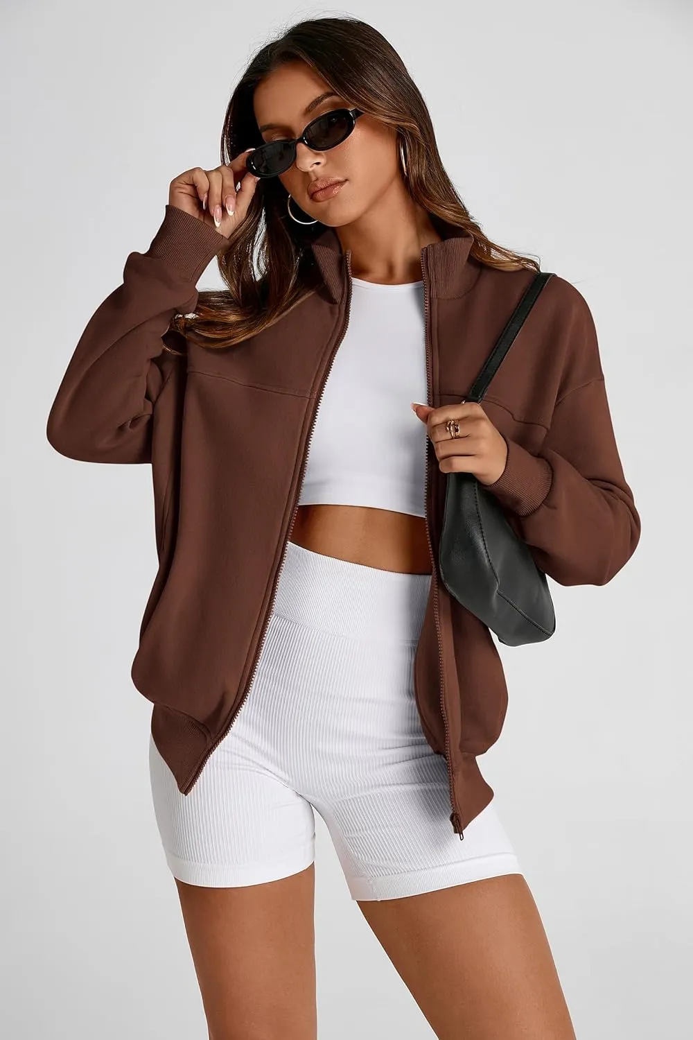 PRETTYGARDEN Women's 2025 Spring Fall Fashion Full Zip Up Sweatshirt Long Sleeve Loose Fit Trendy Casual Jacket with Pockets
