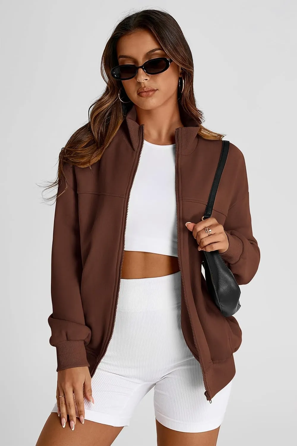 PRETTYGARDEN Women's 2025 Spring Fall Fashion Full Zip Up Sweatshirt Long Sleeve Loose Fit Trendy Casual Jacket with Pockets