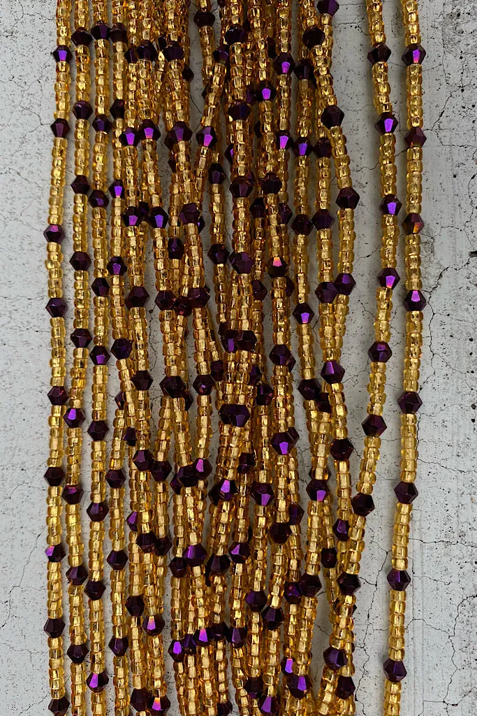 Purple Crystal Tie On Waist Beads