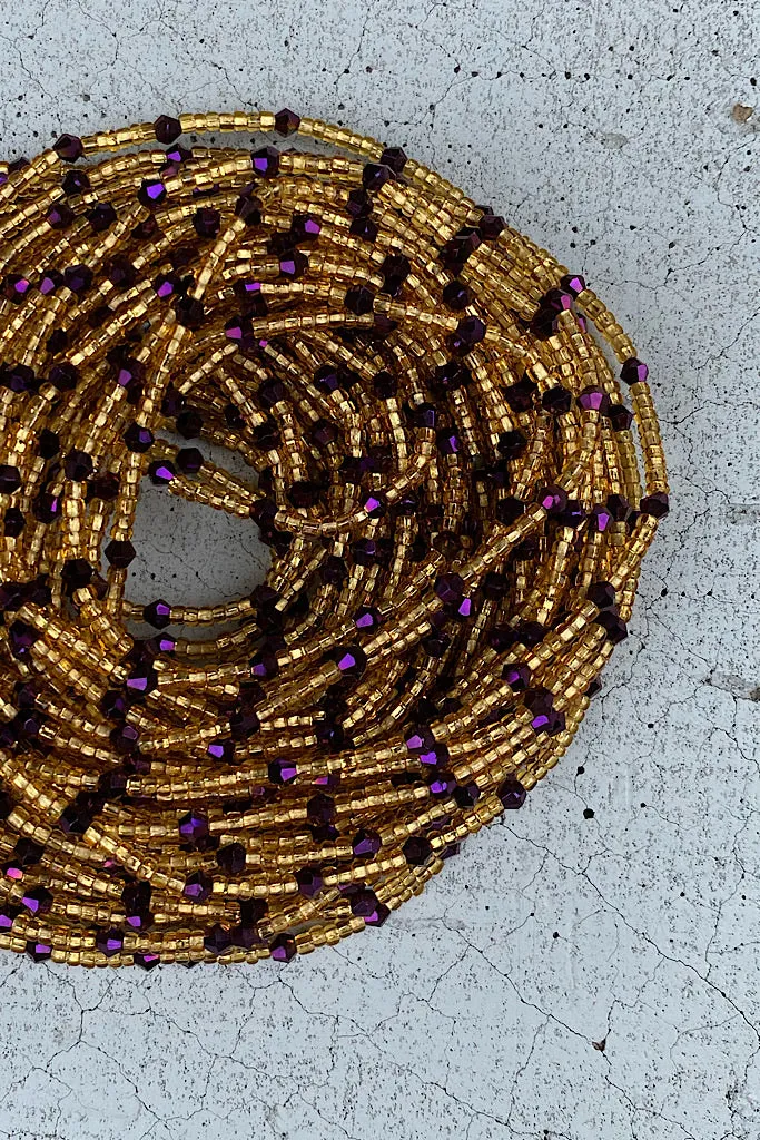Purple Crystal Tie On Waist Beads