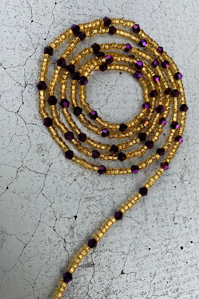 Purple Crystal Tie On Waist Beads