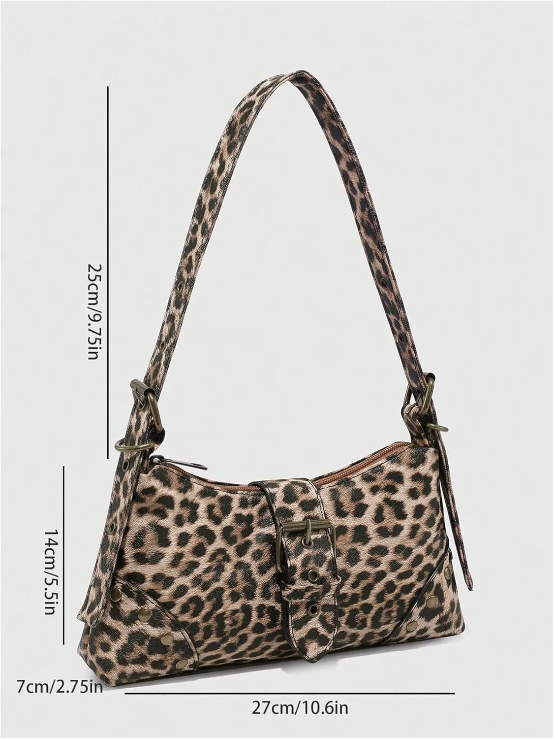 QWINEE Women's Studded Y2k Purse Rivet Hobo Purse Punk Leather Shoulder Bag with Buckle