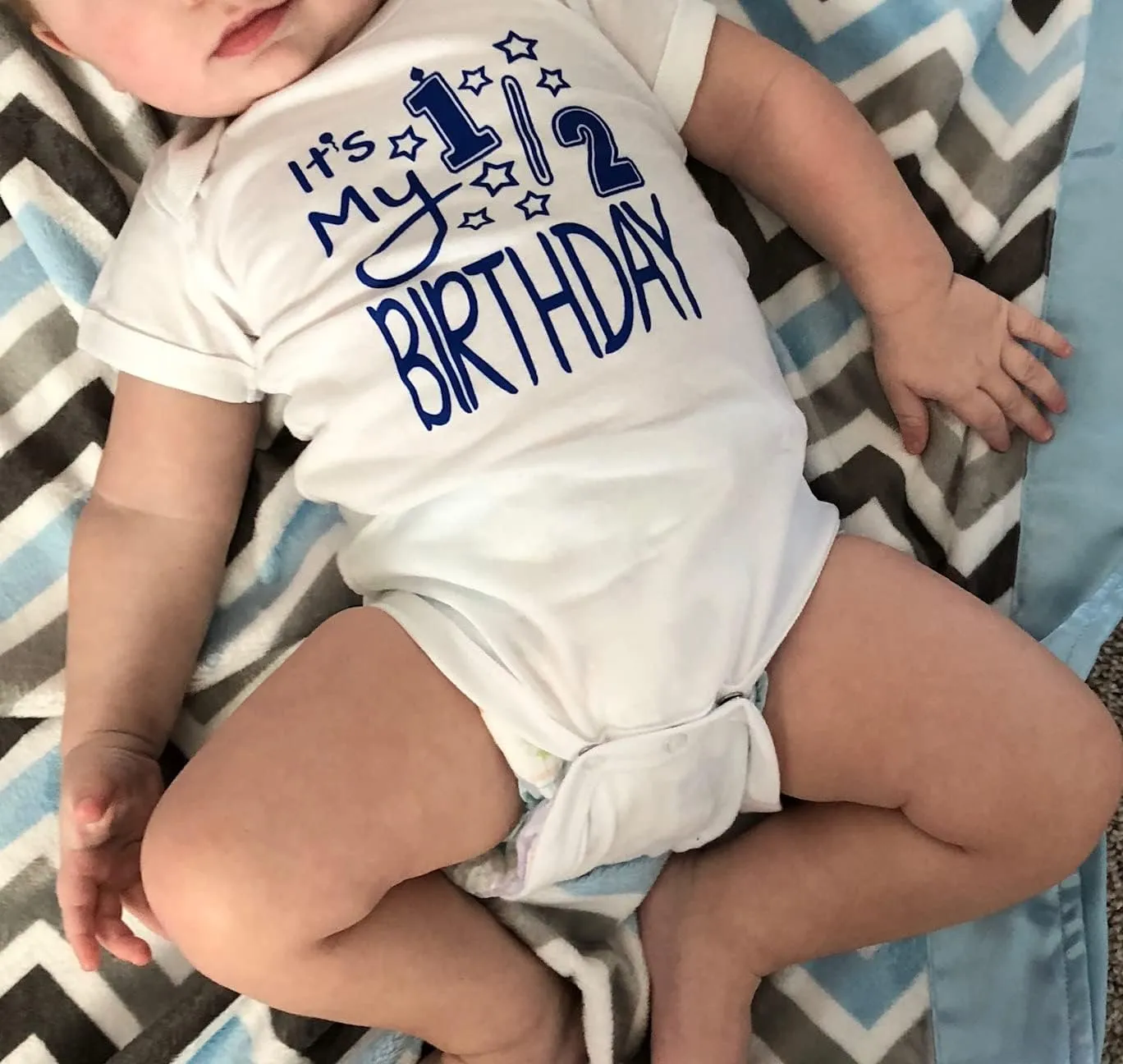 Reaxion Handmade Baby Boy Half Birthday Bodysuits It's My 1/2 Birthday Outfit
